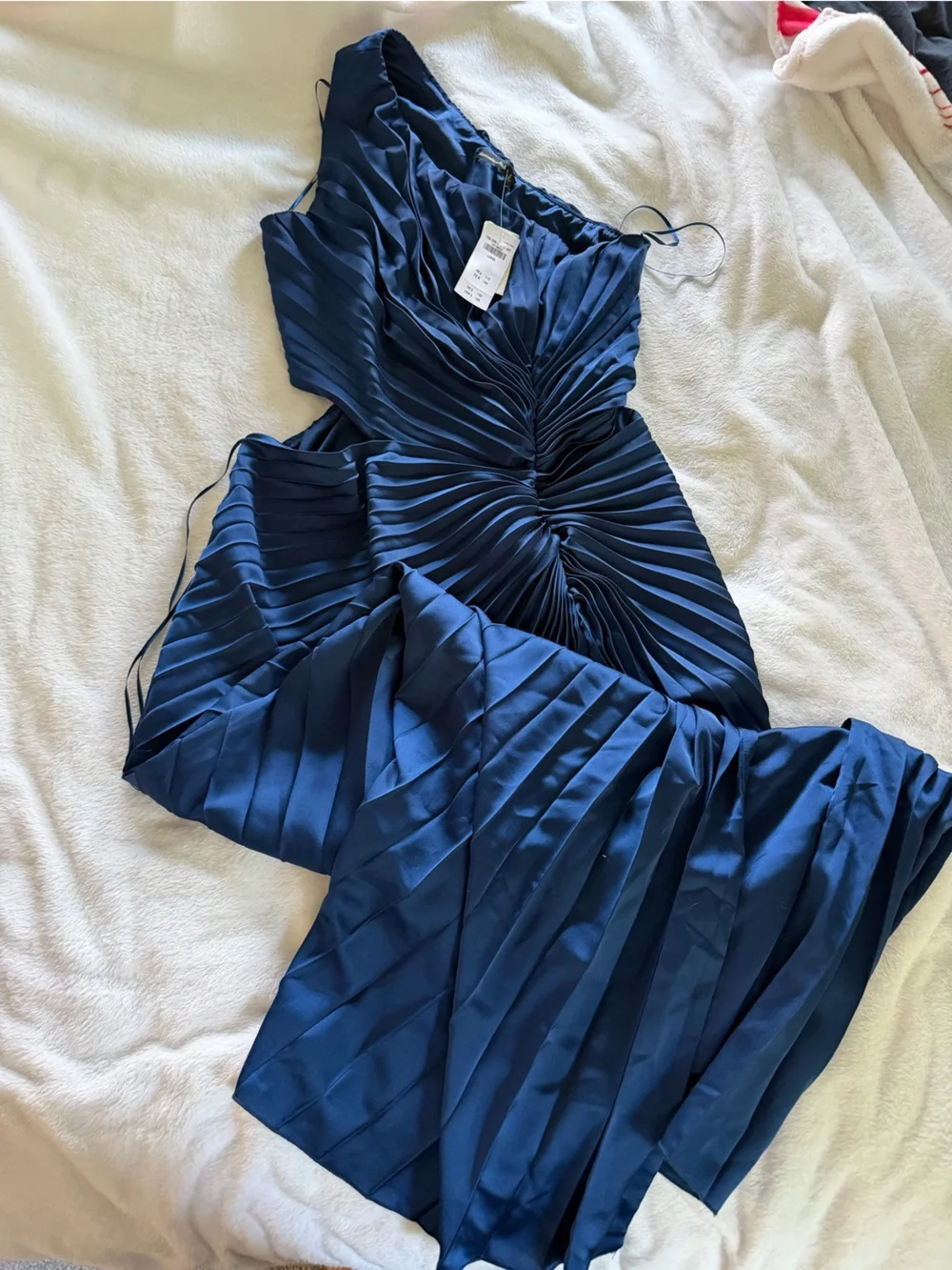 Navy Blue Pleated Dress